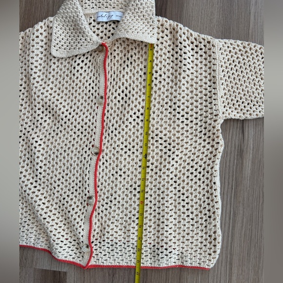 PETAL & PUP Val Open Stitch Short Sleeve Button-Up Shirt XS - Picture 7 of 10